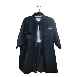 Columbia PFG Mens Black Vented Short Sleeve Button-Up Fishing Shirt Size 2XL